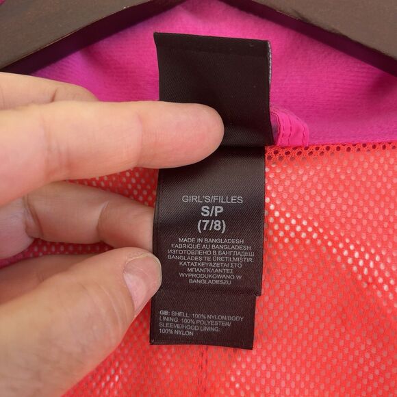 The North Face Girls HYVENT Hooded Rain Jacket Size S 7/8 Pink Outdoor Full Zip - Picture 11 of 14